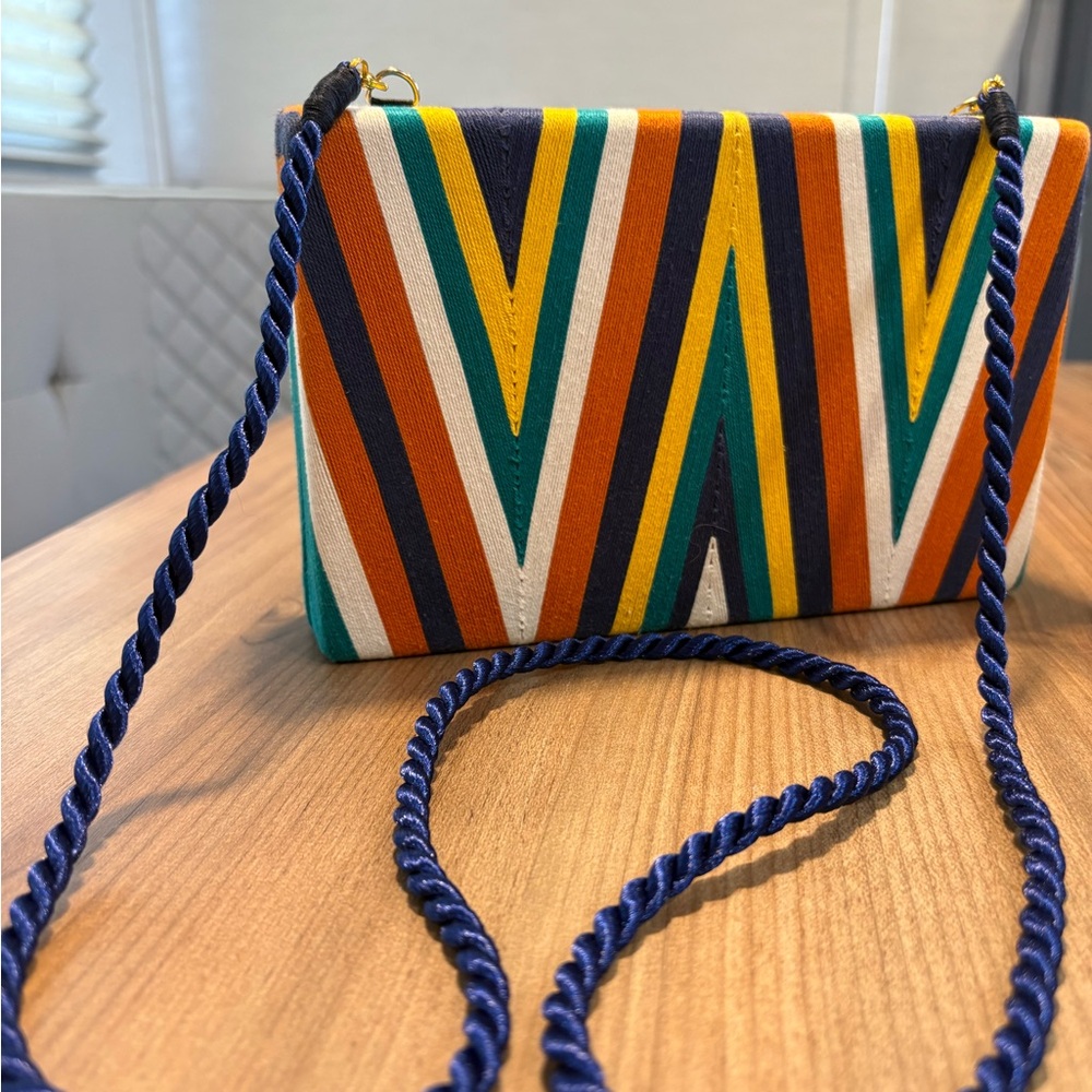 Posh Italian handbag - Beatriz Orange and Green Geometric Crossbody Bag